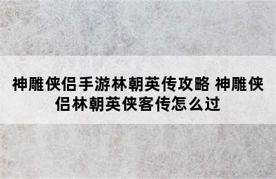 神雕侠侣手游林朝英传攻略 神雕侠侣林朝英侠客传怎么过